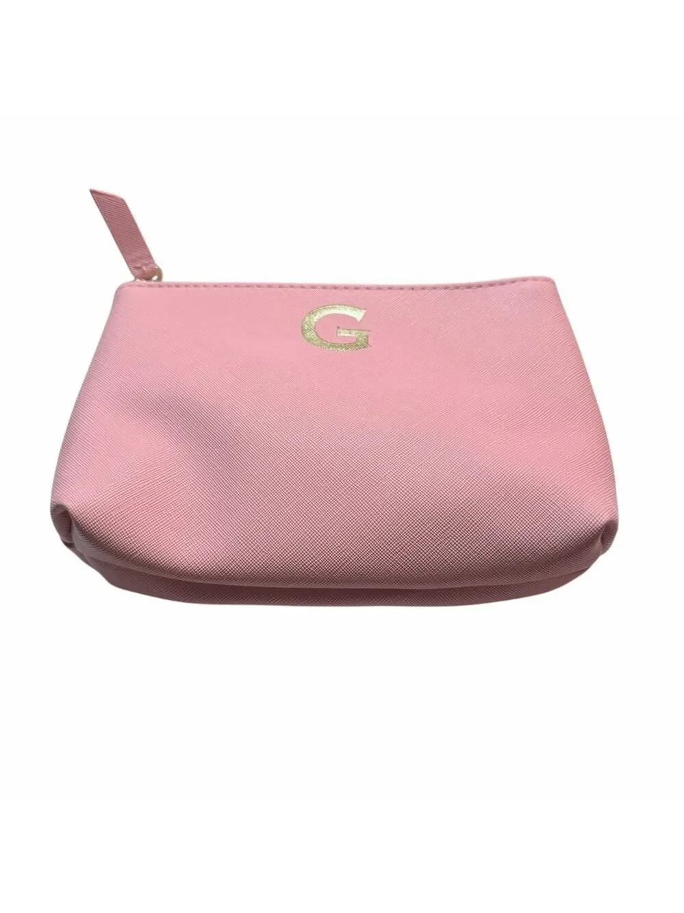 Kirkland’s Pink Cosmetic Makeup Bag Gold G Monogram Zipper Pouch NWOT